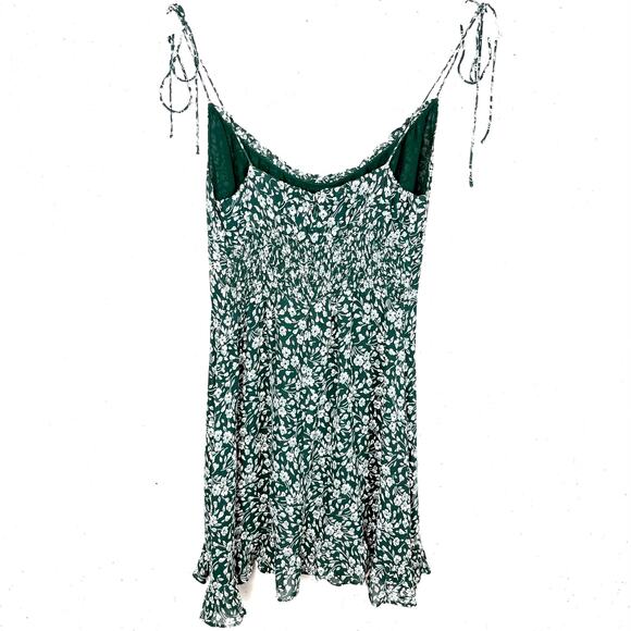 Reformation Esther Green Floral Mini Dress Ruffle Scoop Neck Adjustable Straps 0 - Picture 3 of 14
